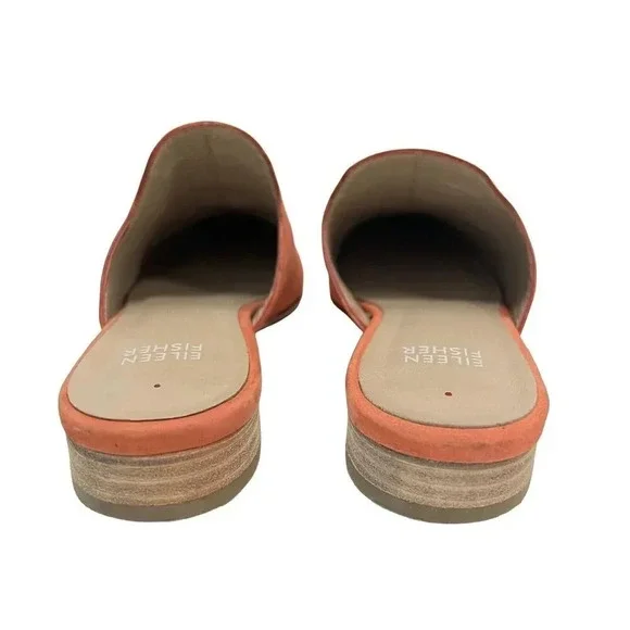 Eileen Fisher Dion Suede Mule Persimmon  Slip Ons Lightly Padded Shoes Coral 6 - Picture 5 of 9